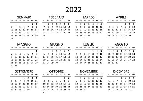 Calendario 2022 Da Stampare Pdf