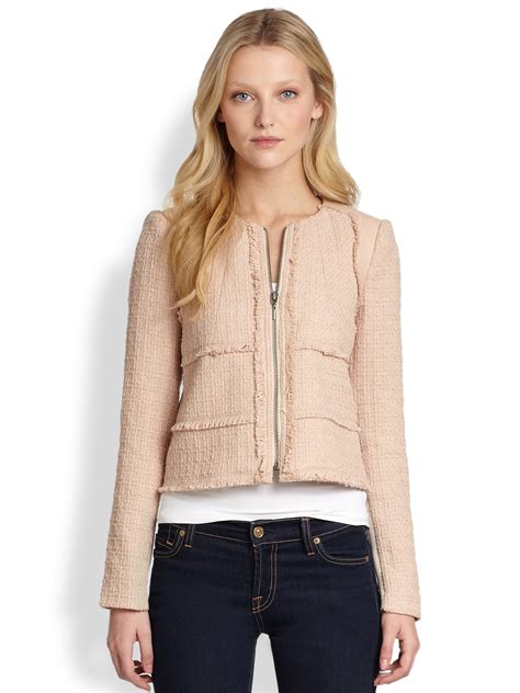 Lyst Rebecca Taylor Patched Tweed Jacket In Natural