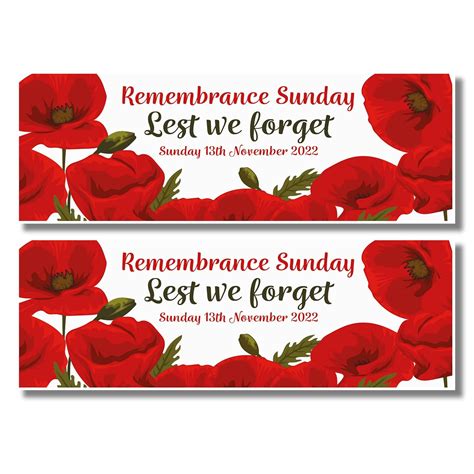Pack Of 2 Remembrance Day Window Display Banners Design 3 Poppy Day