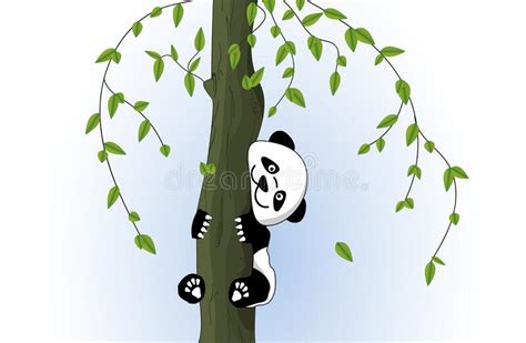 Panda Climbing Bamboo Tree Stock Vector Illustration Of Climbing