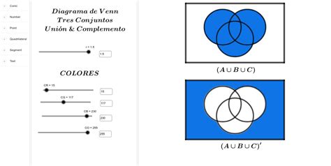 Diagrama De Venn De Tres Conjuntos Unión And Complemento Geogebra