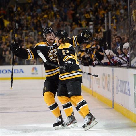 51613 Torey Krug Celebrates His 1st Nhl Postseason Goal With Dougie