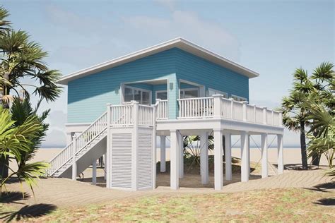 2 Story 2 Bedroom Coastal Beach Stilt House For Tiny Living House Plan