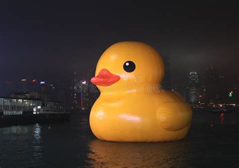 Giant Rubber Duck In Hong Kong Editorial Stock Photo Image Of Float