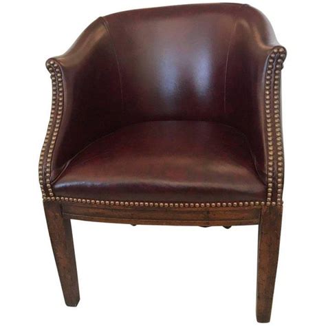 Vintage button leather dining chair. Vintage English Barrel Back Leather Tub Chair | Chairish