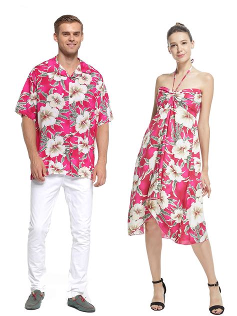 Hawaii Hangover Couple Matching Hawaiian Luau Party Outfit Set Shirt Dress In Pretty Giant