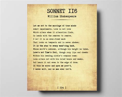 William Shakespeare Love Poem Sonnet 116 Typewriter Font Etsy