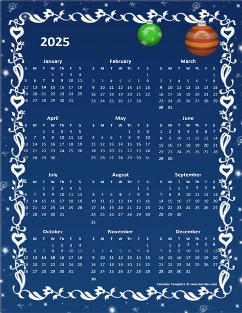 2025 Yearly Calendar Design Template Free Printable Templates