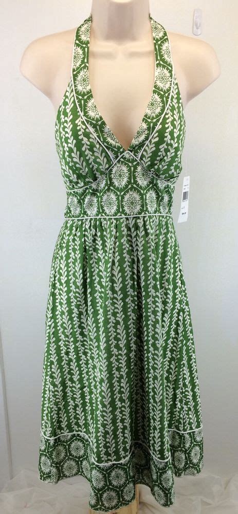 Trixxi Halter Top Sundress Size 7 Green Nwt Cotton Floral Dress