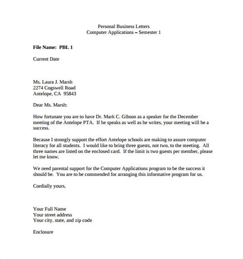 Free 9 Sample Personal Business Letter Templates In Pdf Ms Word