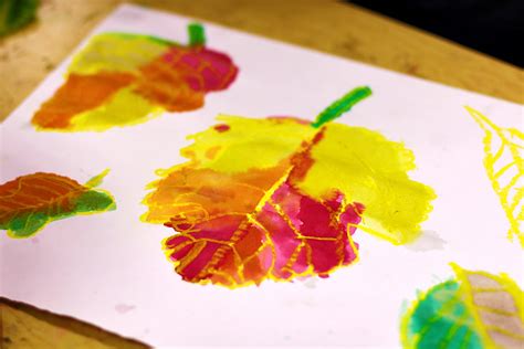 Smart Class Fall Leaves Crayon Resist Paintings