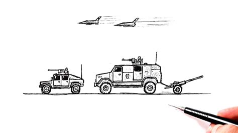 How To Draw A Military Convoy Drawing Tutorial Youtube
