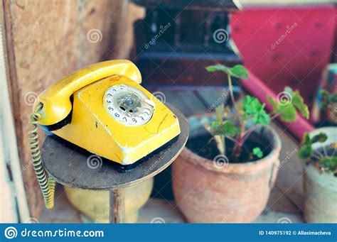 Retro Rotary Telephone On Wood Table Stock Photo Image Of Call