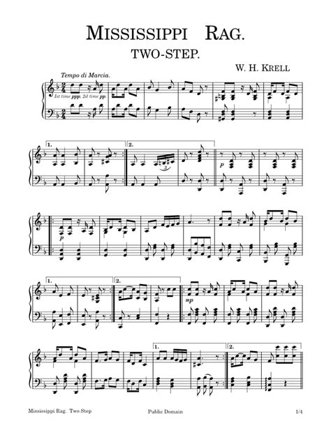 Mississippi Rag William H Krell 1897 Sheet Music For Piano