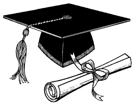 Graduation Hat Graduation Cap And Diploma Clipart Black White Clip