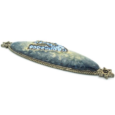 Crystal Shin Mezuzah In Blue Mezuzah Master