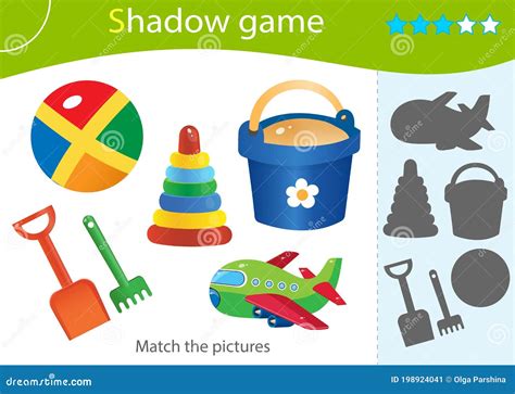 Shadow Game For Kids Match The Right Shadow Color Images Of Toys Toy