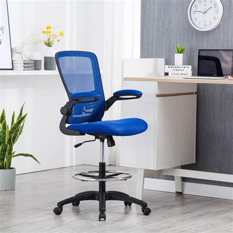 Drafting Chair For Standing Desk Deluxe Black Mesh Back Drafting