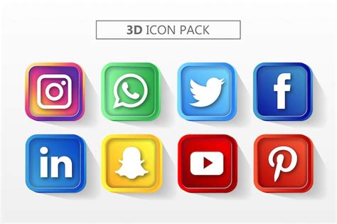 3d Social Media Icon Set Premium Vektor