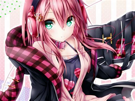 Desktop Wallpaper Green Eyes Cute Anime Girl Pink Hair Original Hd