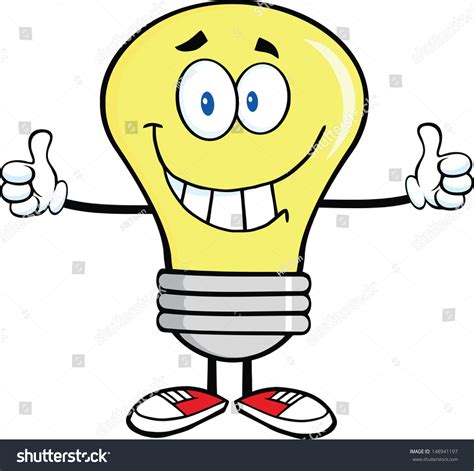 Smiling Light Bulb Cartoon Character Giving เวกเตอร์สต็อก ปลอดค่า