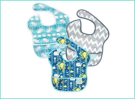 Babyhood Baby Waterproof Bib With Crumb Catcher Pocket， Comfortable