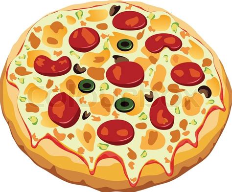 Vector Italian Pizza On White Background Stock Vector Colourbox