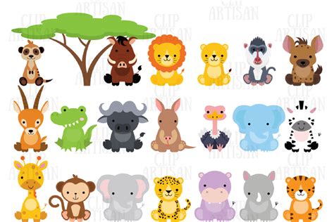 Safari Animals Clipart African Animals Graphic By Clipartisan