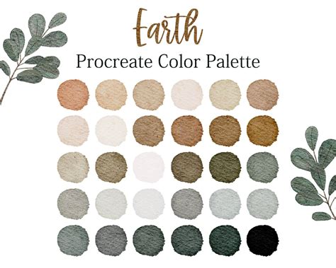 Procreate Palette Green Earth Tones Palette Hex Codes Brown Colour Palette Colors Procreate
