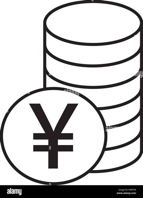 Yen Yuan Or Renminbi Currency Icon Or Logo Vector Over A Pile Of Coins