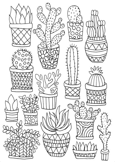Succulent And Cactus Coloring Pages Coloring Pages
