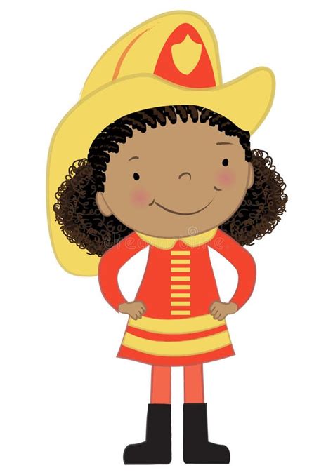 Cartoon Smiling Firefighter Girl Stock Vector Illustration Of Clipart