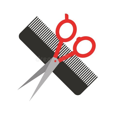 Barbershop Comb With Scissor Isolated Icon Stock Vector Illustration