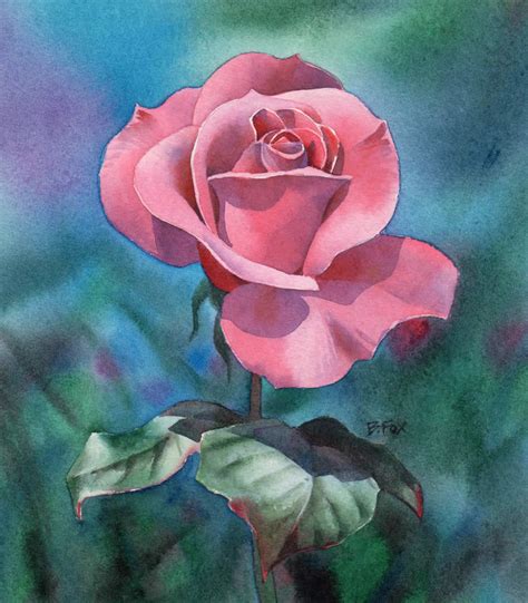 Pink Rose Flower Painting Full Image