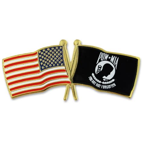 Usa And Pow Crossed Flags Lapel Pin