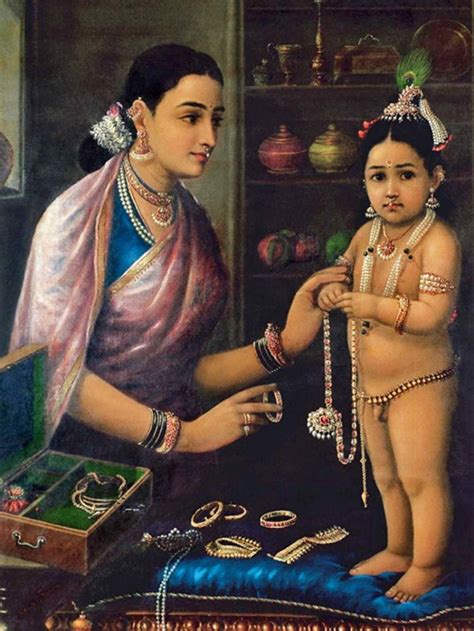Raja Ravi Varma Yashodha Adorning Krishna Canvas Rolled Etsy