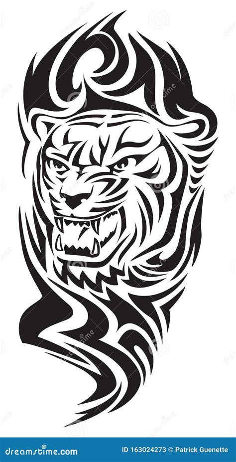 Tiger Head Tattoo Vintage Engraving Stock Vector Illustration Of