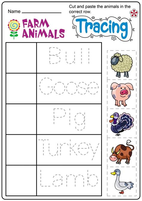 Farm Animals And Letters Worksheet For Kindergarten
