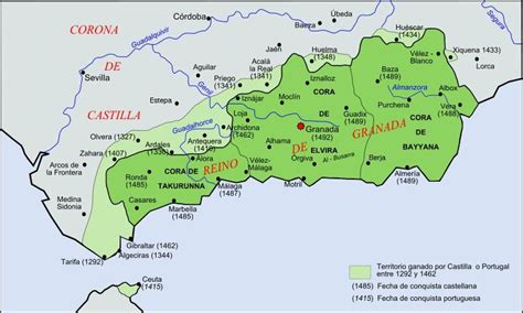 Mapa Del Reino Nazarí De Granada En Los Siglos Xiv Y Xv Granada