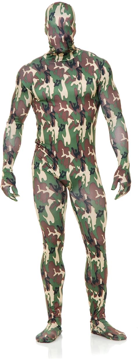 Adults Mens Womens Army Camouflage Print Bodysuit Costume