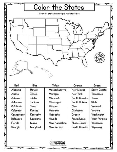 Usa Map Worksheets Superstar Worksheets