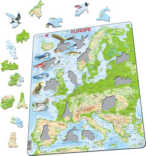 Maxi Puzzle Europe Physical Map English Larsen Teia Education And Play