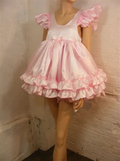 Sissy Adult Baby Dress Satin Babydoll Negligee Nightie Fancy Dress Maid