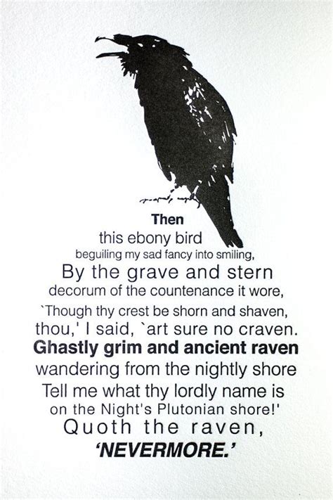 5x7 Letterpress Edger Allen Poe The Raven Nevermore Print Edgar