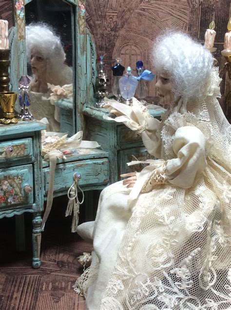 Miss Havisham Dolls House Miniature Doll Dressed In Antique Fabric And