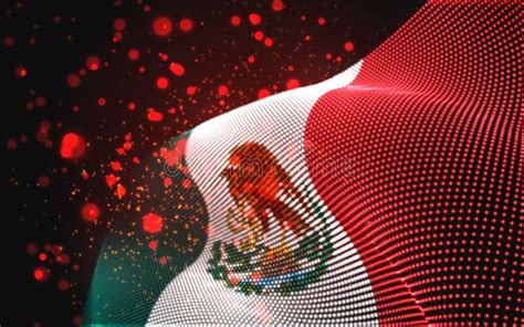 Vector Bright Glowing Country Flag Of Abstract Dots Mexico Stock