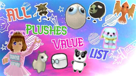 All Plushes Value List Complete Adopt Me Roblox Youtube