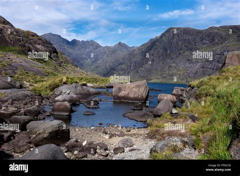 Loch Coruisk And Mountain In Cuillins With Reflections And Jagged Skyline