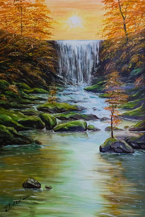 Waterfall Painting By Tatyana Udovenko Fine Art America