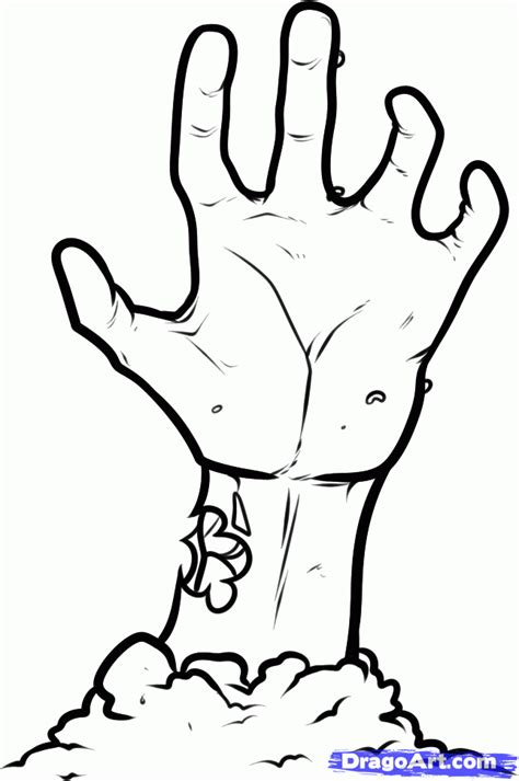 How To Draw A Zombie Hand Step By Step Zombies Monsters Free Online